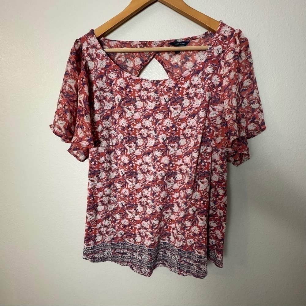 Lucky Brand Flutter Sleeve, Open Back Top